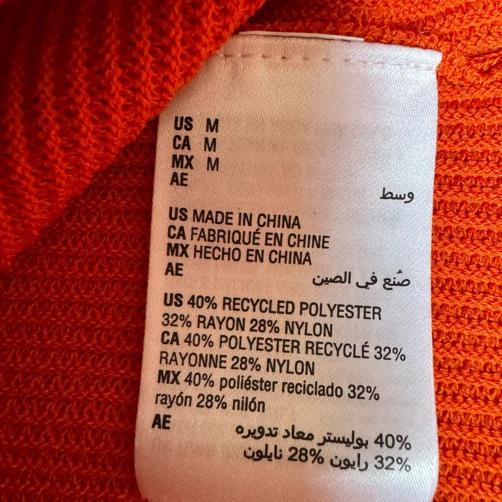 INC International Orange Sleeveless Ribbed Polo Sweater Top Size Medium NWT